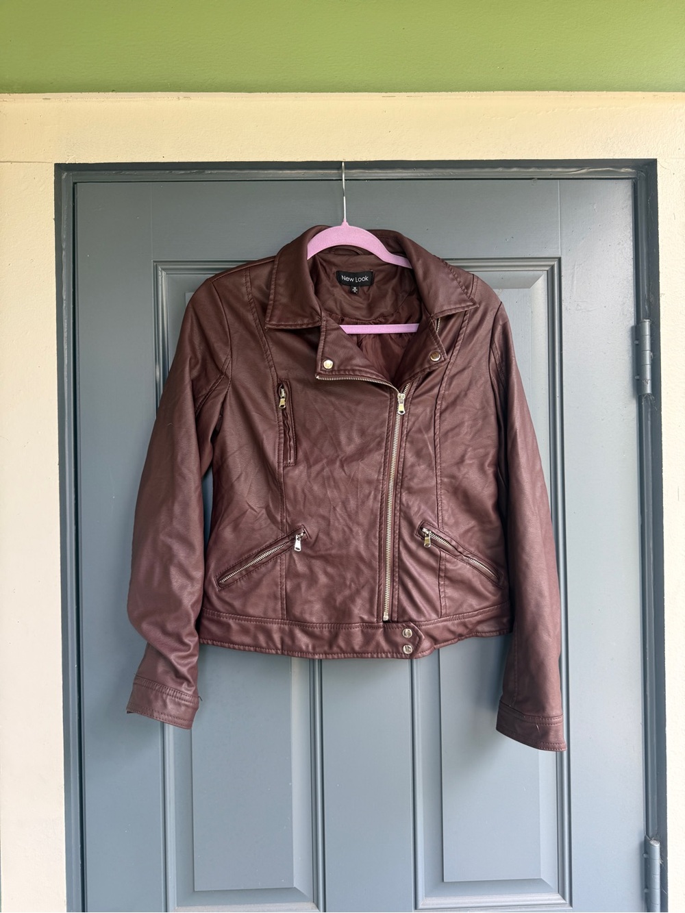 New Look Women's Mauve Brown Faux Leather Moto Jacket